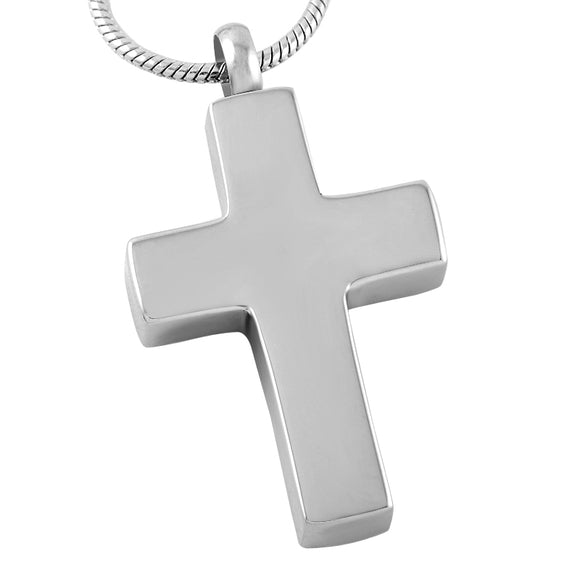 Cross Pendant with Chain - Cremation Urn Stainless Steel